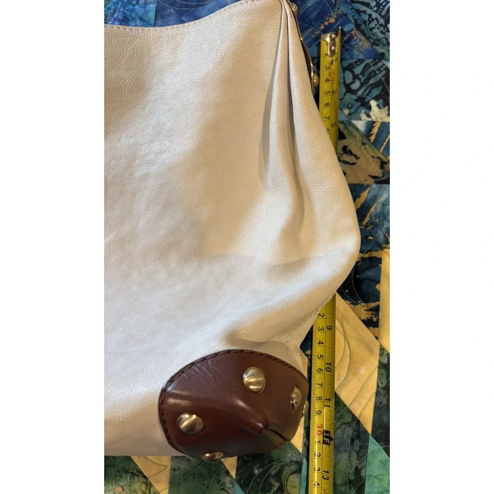 Michael Kors Women's Hobo Bag Joplin Large Soft Leather White PebbleGold Hinge